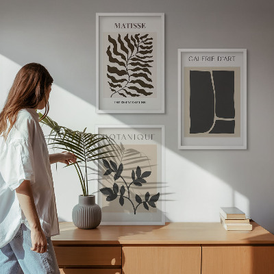Set 3 slik v okvirju Minimalistični rastlinski plakati