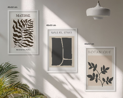 Set 3 slik v okvirju Minimalistični rastlinski plakati