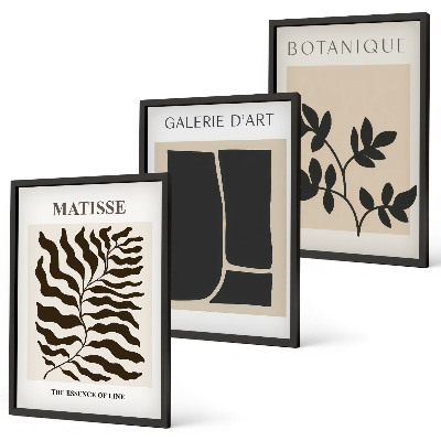 Set 3 slik v okvirju Minimalistični rastlinski plakati
