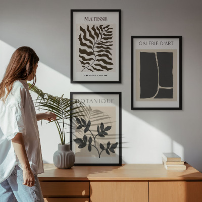 Set 3 slik v okvirju Minimalistični rastlinski plakati