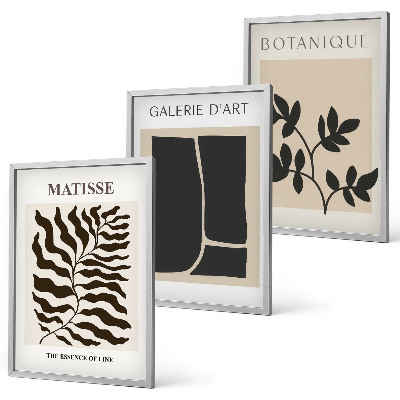 Set 3 slik v okvirju Minimalistični rastlinski plakati