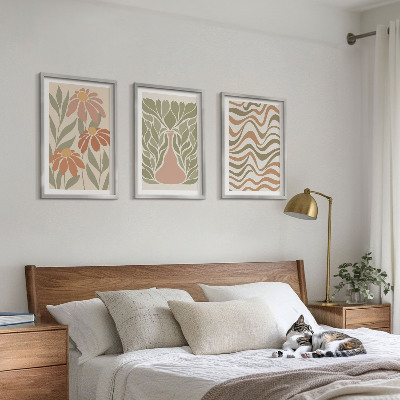 Set 3 slik v okvirju Pastelne abstraktne rože