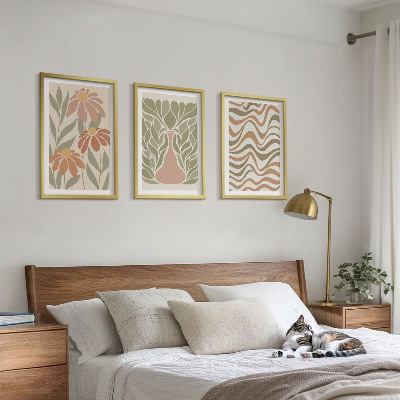 Set 3 slik v okvirju Pastelne abstraktne rože