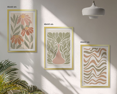 Set 3 slik v okvirju Pastelne abstraktne rože