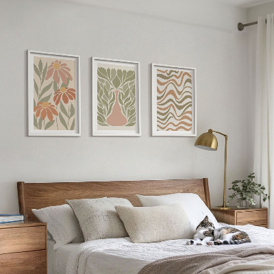 Set 3 slik v okvirju Pastelne abstraktne rože
