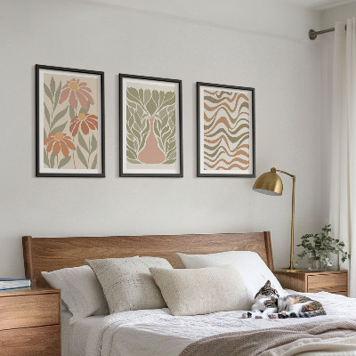 Set 3 slik v okvirju Pastelne abstraktne rože