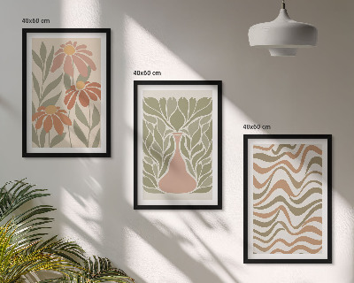 Set 3 slik v okvirju Pastelne abstraktne rože