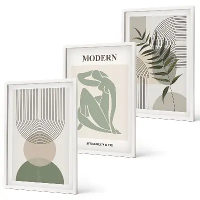 Elegantna grafika rastlin set 3 slik v okvirju