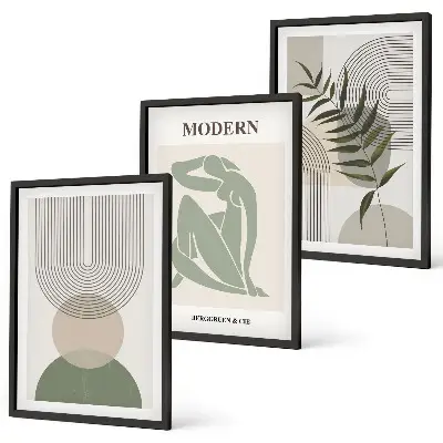 Elegantna grafika rastlin set 3 slik v okvirju