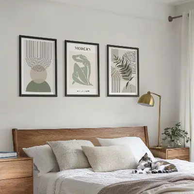 Elegantna grafika rastlin set 3 slik v okvirju