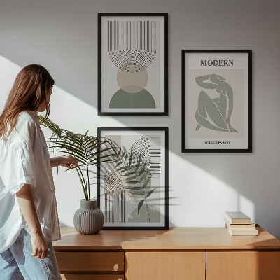 Set 3 slik v okvirju Elegantna grafika rastlin