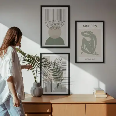 Elegantna grafika rastlin set 3 slik v okvirju