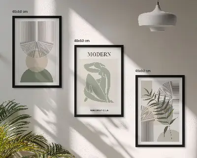 Elegantna grafika rastlin set 3 slik v okvirju