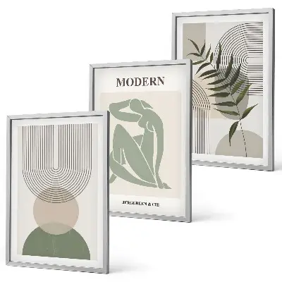 Elegantna grafika rastlin set 3 slik v okvirju