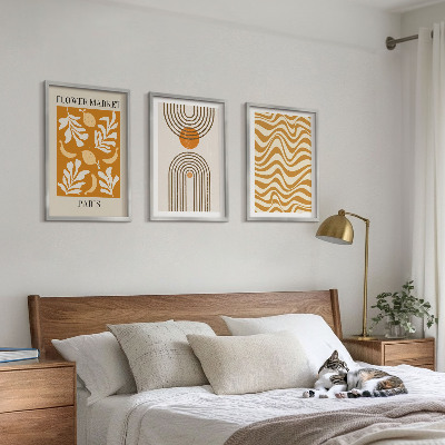 Set 3 slik v okvirju Plakati z geometrijskimi rastlinskimi vzorci