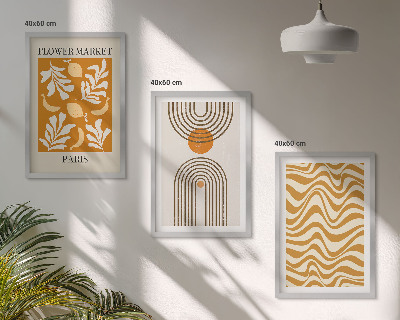 Set 3 slik v okvirju Plakati z geometrijskimi rastlinskimi vzorci
