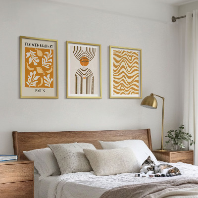 Set 3 slik v okvirju Plakati z geometrijskimi rastlinskimi vzorci