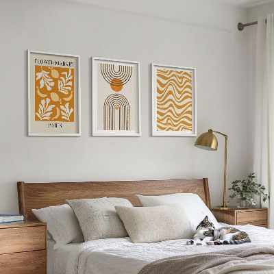 Set 3 slik v okvirju Plakati z geometrijskimi rastlinskimi vzorci