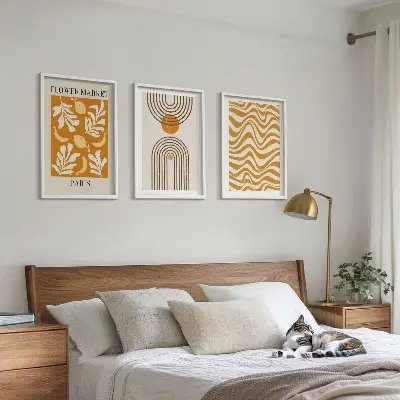Set 3 slik v okvirju z geometrijskimi rastlinskimi vzorci
