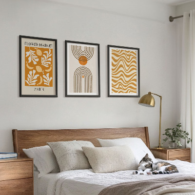 Set 3 slik v okvirju Plakati z geometrijskimi rastlinskimi vzorci