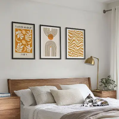 Set 3 slik v okvirju z geometrijskimi rastlinskimi vzorci