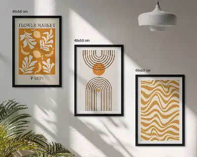 Set 3 slik v okvirju z geometrijskimi rastlinskimi vzorci