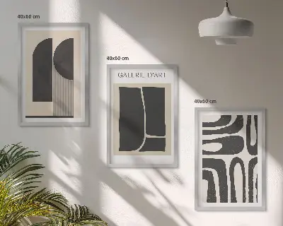 Abstraktni minimalistični plakati večdelna slika v okvirju