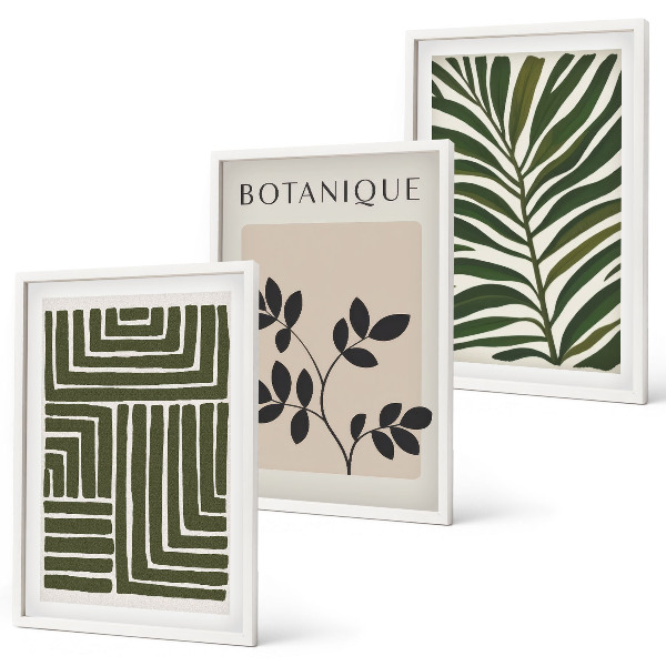 Set 3 slik v okvirju Botanični boho minimalizem