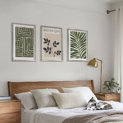 Set 3 slik v okvirju Botanični boho minimalizem