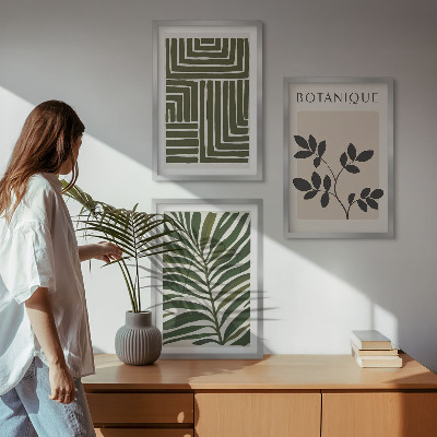 Set 3 slik v okvirju Botanični boho minimalizem