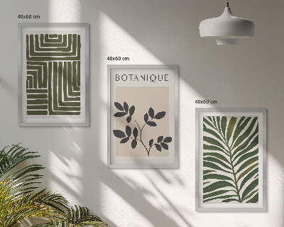 Set 3 slik v okvirju Botanični boho minimalizem