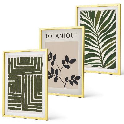 Set 3 slik v okvirju Botanični boho minimalizem