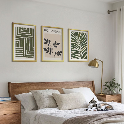 Set 3 slik v okvirju Botanični boho minimalizem