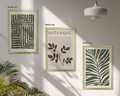 Set 3 slik v okvirju Botanični boho minimalizem