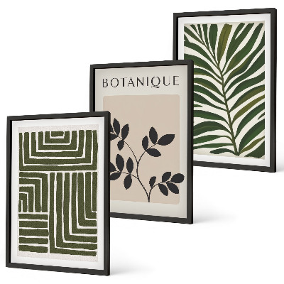 Set 3 slik v okvirju Botanični boho minimalizem