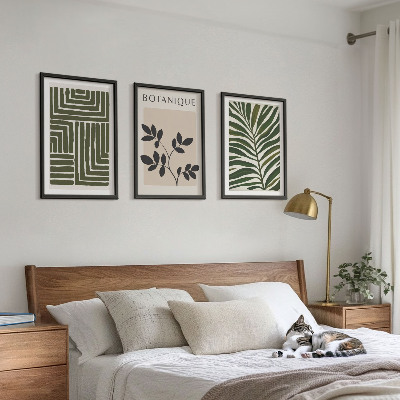 Set 3 slik v okvirju Botanični boho minimalizem