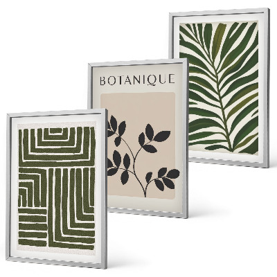 Set 3 slik v okvirju Botanični boho minimalizem