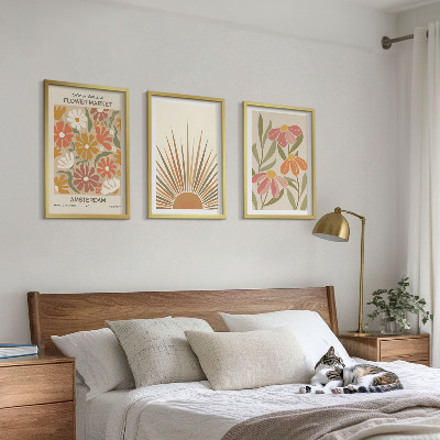 Večdelna slika v okvirju Pastelne sončne rože