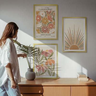 Večdelna slika v okvirju Pastelne sončne rože