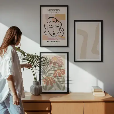 Moderna abstraktna slika ženske večdelna slika v okvirju