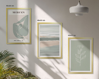 Set 3 slik v okvirju Abstraktne pastelne oblike rastlin