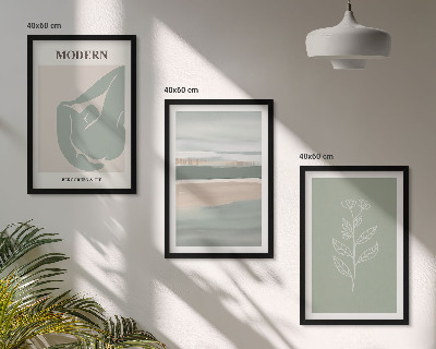 Set 3 slik v okvirju Abstraktne pastelne oblike rastlin