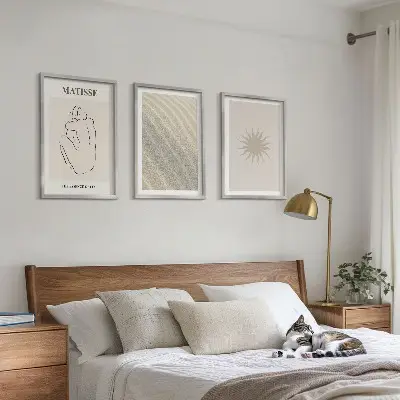 Minimalistične peščene linije sonca komplet 3 slik v okvirju