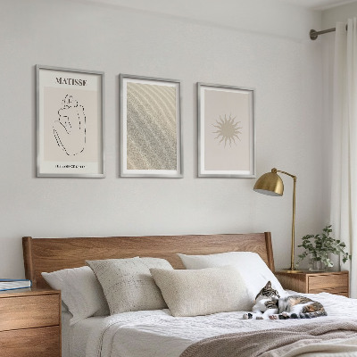Set 3 slik v okvirju Minimalistične peščene linije sonca