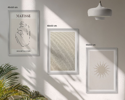 Set 3 slik v okvirju Minimalistične peščene linije sonca