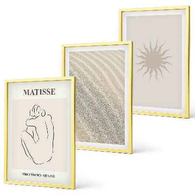 Set 3 slik v okvirju Minimalistične peščene linije sonca
