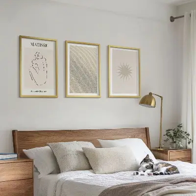Minimalistične peščene linije sonca komplet 3 slik v okvirju
