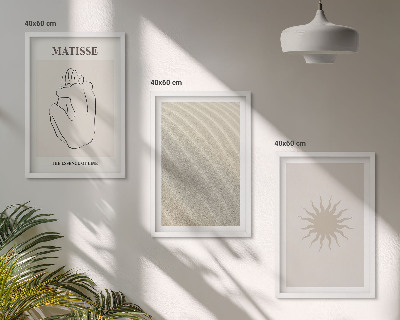 Set 3 slik v okvirju Minimalistične peščene linije sonca
