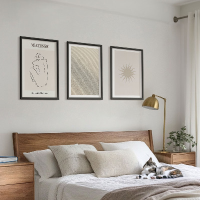 Set 3 slik v okvirju Minimalistične peščene linije sonca