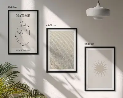 Minimalistične peščene linije sonca komplet 3 slik v okvirju